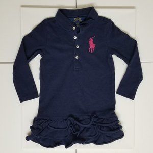 Long Sleeve Blue Polo by Ralph Lauren Girls Size3T